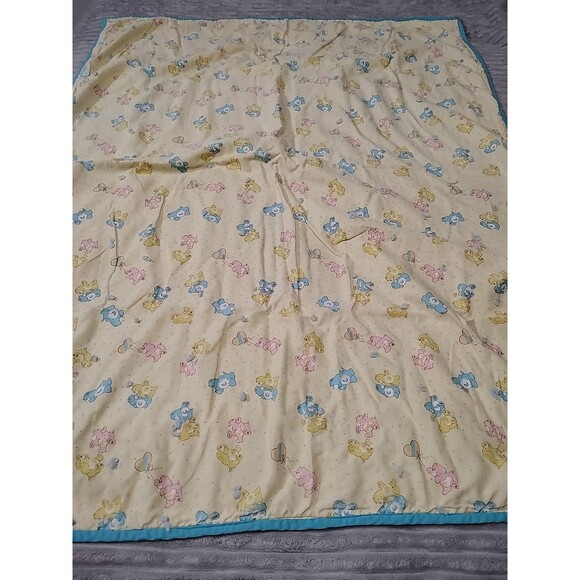Vintage Handmade Care Bear Baby Or Toddler Girl Blanket Comforter 42x31 Inches. - Picture 4 of 10